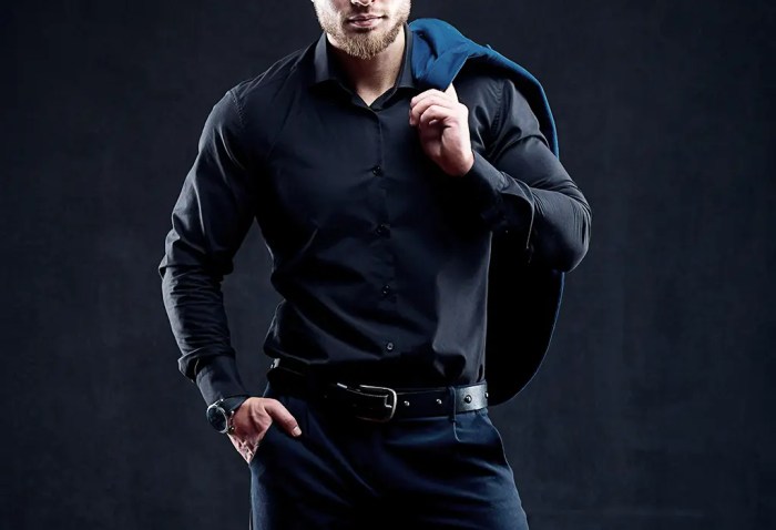 Mens satin black dress shirt