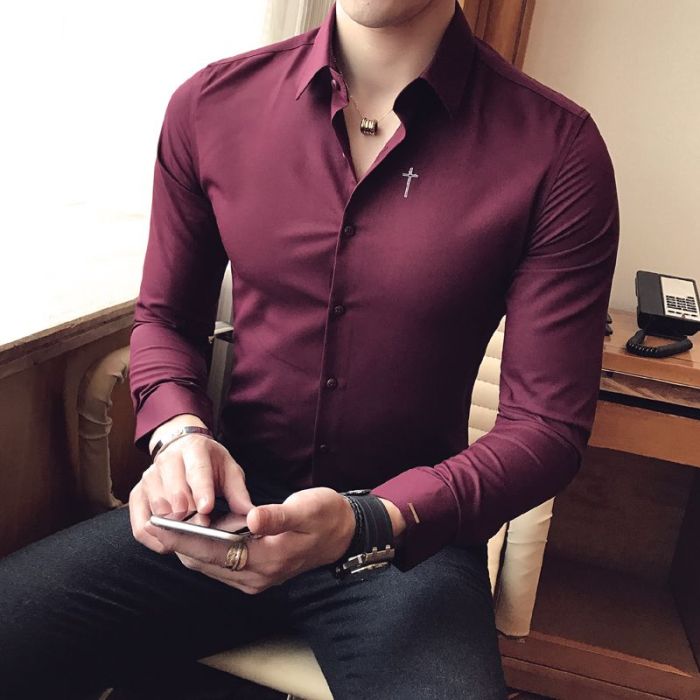 Burgundy sleeve long shirt mens men dress shirts yiwu manufacturer china buy