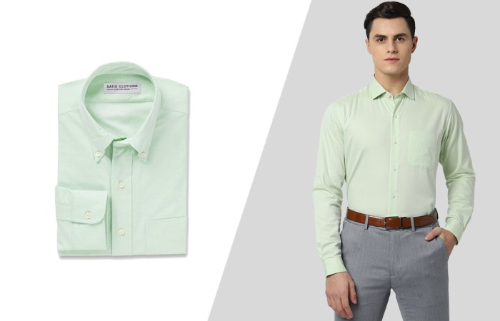 Men green dress shirt