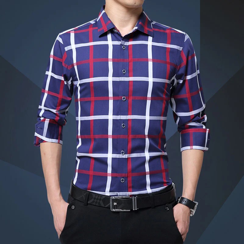 Plaid dress shirt mens