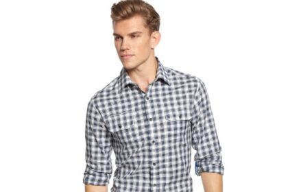 Plaid dress shirt mens