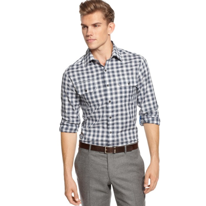 Plaid dress shirt mens